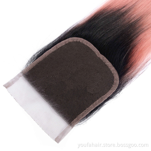 Wholesale 100% Human Hair Cuticle Aligned Ombre Color Goldpink Hair Bundles Cambodian Remy Hair Extension Silky Straight Bundles